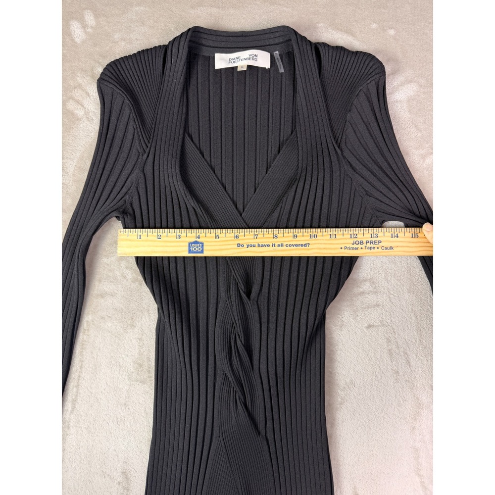 Diane von Furstenberg DVF Medium Veronique Ribbed-Knit Mini Dress Long Sleeve - Picture 8 of 12
